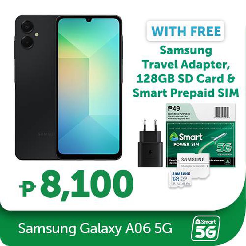 Samsung A06 5G Black w/ Travel Adapter and SD card, , hi-res image number 0